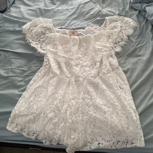 Plus Size White Lace Romper
